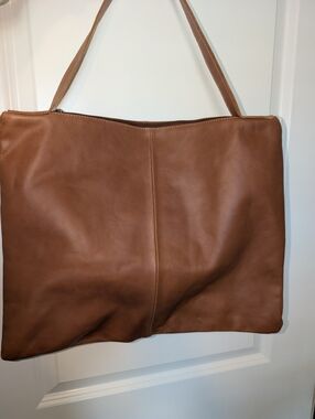 Giorgetti Brown Leather Shoulder Tote - Unbranded
